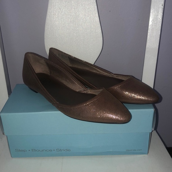 Life Stride Zaela Dark Champagne pointed flats 7 - Picture 2 of 5